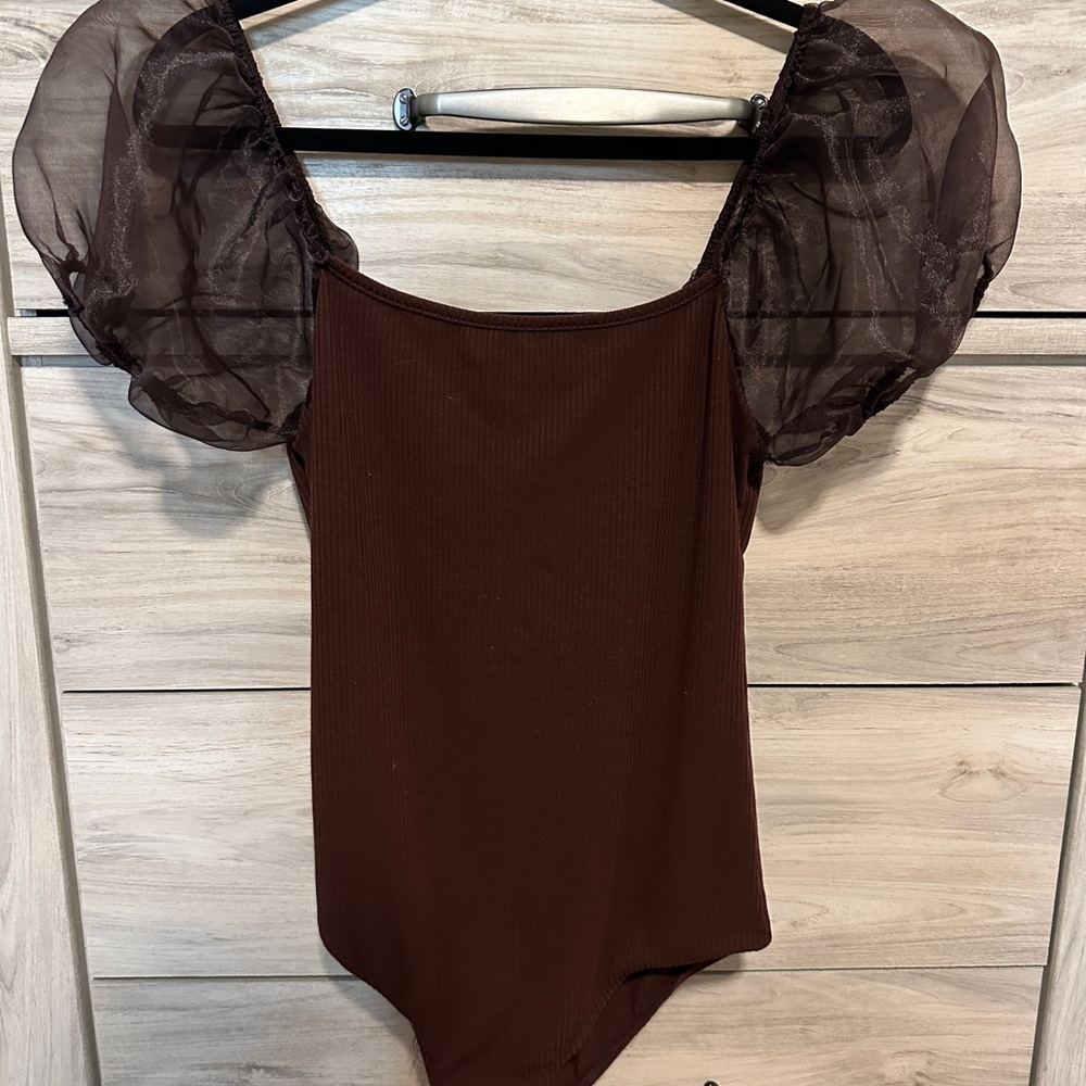 Altar'd State Chocolate Ribbed Bodysuit